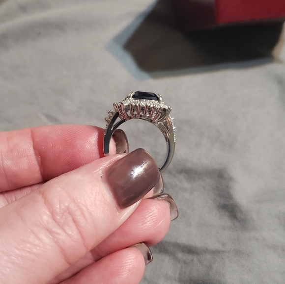 Ladies fashion blue sapphire & whsapphire ri.  New - Picture 8 of 12